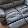 2 seater recliner brown leather Image 5