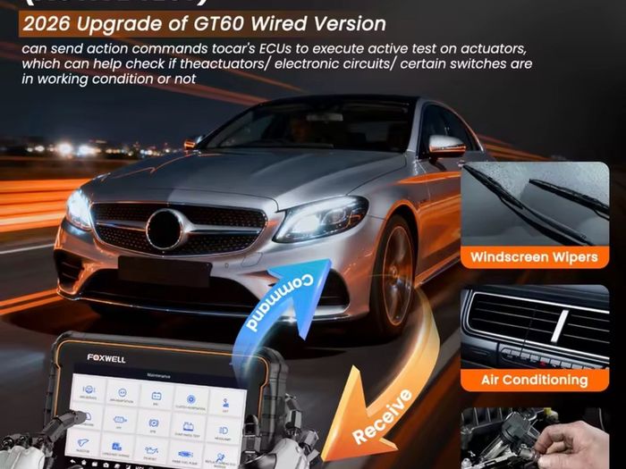 Foxwell GT60 OBD2 Diagnostic Tool Full System Active Test Car Code Reader 24 Reset Service Professional OBD 2 Automotive Scanner
