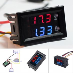 Digital Voltmeter Ammeter DC 100V 10A Amp Voltage Current Meter Tester 0.28 Inch Dual LED Display Panel with Connect Wires