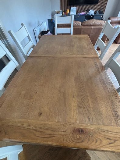Solid Oak Extendable Cream Dining Table & 6 Chairs