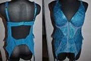 Turquoise lace Corselette With Suspenders size UK18 cupDD Perfect condition Postage included