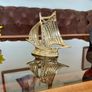 Mid Century Modern Vintage Brass Sloop Ship Paperweight Image 10