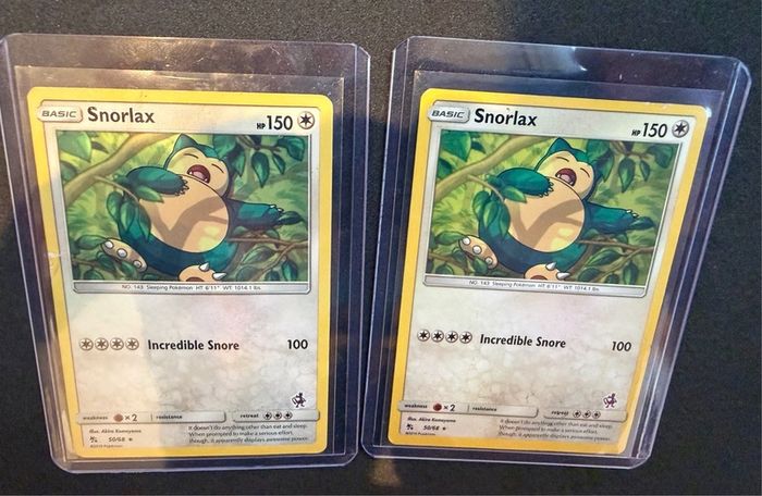 Set of 2 Pokemon card snorlax 50/68 2019