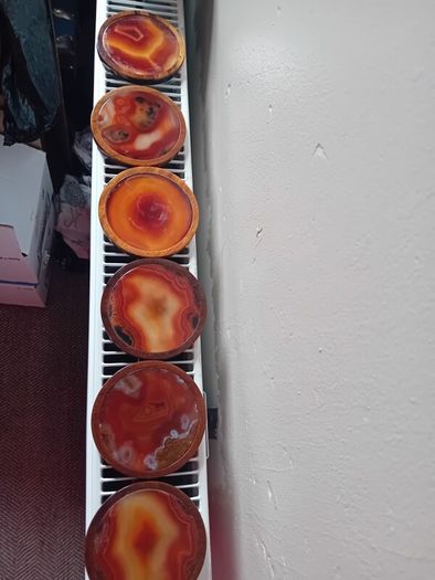 Vintage natural agate and wooden coaster set rrp 85e
