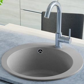 Granite Kitchen Sink Single Basin Round Grey