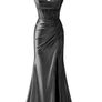 Corset Mermaid Satin Prom Dress with Slit, black, size 6 Image 6