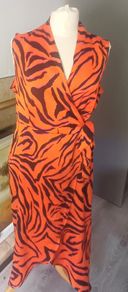 Dunnes Stores Orange Zebra Print Wrap Dress Size 14