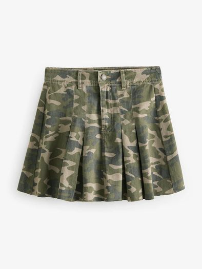 Stunning Brand New with tags Next UK14 Tall range Camo Printed 100% Cotton Pleated Denim Mini Skirt