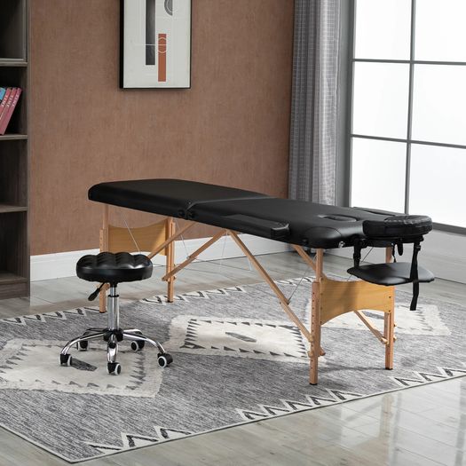 Massage Table Bed 9 levels Adjustable Portable Massage Table with Arm Rest Black