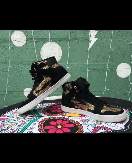 SUPRA black & gold high top trainers