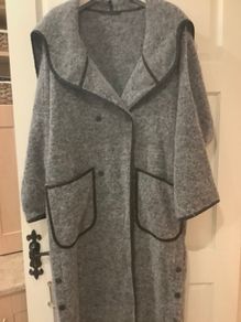 Knitted Long Wool Coat / Cardigan / Coatigan With Hood