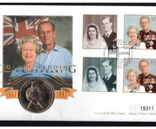 1997 England Golden Wedding Anniversary UK5 Crown First Day Covery (PNC)
