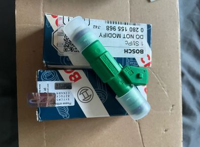 Genuine Bosch 0280155968 42lb / 440cc Green Giant Fuel Injectors Set of 4