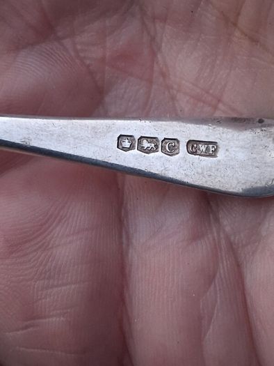6 X C.W.Fletcher Aet Deco Sterling Silver Teaspoons (61 grams)