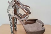 Grey/Snakeprint Platform Heels
