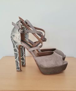 Grey/Snakeprint Platform Heels