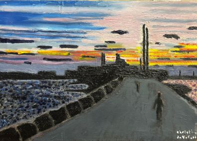 Poolbeg towers dusk scene