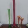Fabulous Vintage Retro Mid-Century-Modern Art Glass Hand-Blown Very Tall Cased Red Stem Vase with a Clear Glass Four-Lobed Elephant Foot, and Opaque White Interior, circa 1960, Most Likely Murano or Japanese Image 10