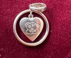 Tatty Teddy Sterling Silver Heart Pendant / Charm