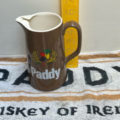 Vintage Paddy Whiskey Water Jug and  Paddy advertising bar towel