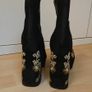 embroidered suede and leather platform ankle boot size 7 Image 5