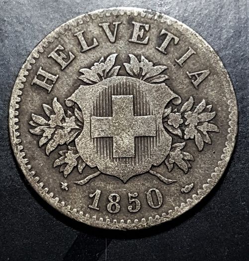 1850 Switzerland Helvetia 20 Rappen Swiss Coin