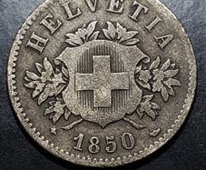 1850 Switzerland Helvetia 20 Rappen Swiss Coin