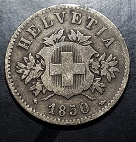 1850 Switzerland Helvetia 20 Rappen Swiss Coin