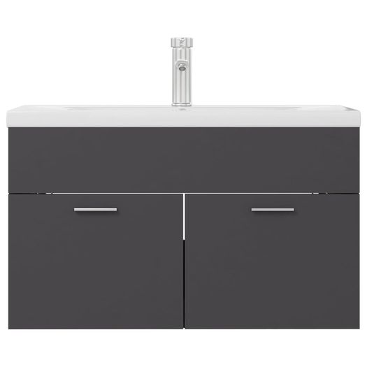 Sink Cabinet with Built-in Basin Grey Chipboard
