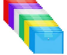 A4 Plastic Folders with Popper Wallet Document Folder 24 Pack