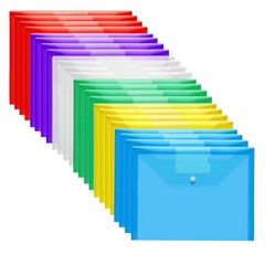 A4 Plastic Folders with Popper Wallet Document Folder 24 Pack