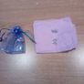 Ideal gift Silver plated silver and pink pastel crystal heart pendant only and earrings jewellery set with blue organza bag with butterfly design Image 7
