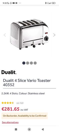 dualit 4 slice toaster
