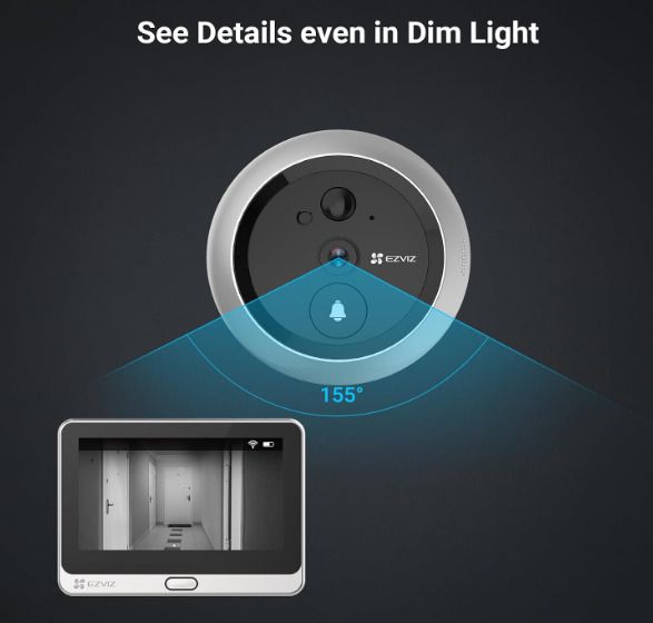 EZVIZ Peephole Camera, Door View Cam with 4.3 Monitor, 35-105mm Door Thickness, Wireless Doorbell Security Camera Wi-Fi, 1080P HD Video