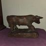Vintage Carved Wooden Bull Statue Image 3