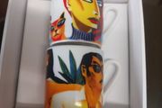 Signed Graham Knuttel espresso cups &amp; saucers