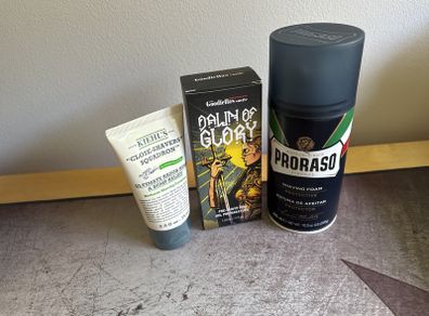 Kiehls Ultimate Razor Burn and Bump Relief, Proraso Foam and Goodfellas Pre-Shave