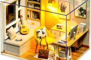 DIY Dollhouse Miniature Kit with Furniture, 3D Wooden Miniature House with Dust Cover and Music Movement, Miniature Dolls House kit (FREE POSTAGE)