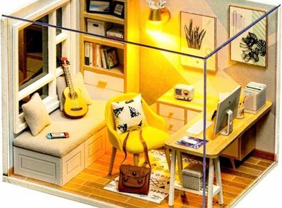 DIY Dollhouse Miniature Kit with Furniture, 3D Wooden Miniature House with Dust Cover and Music Movement, Miniature Dolls House kit (FREE POSTAGE)