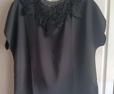 Black Short Sleeve Top with Lace