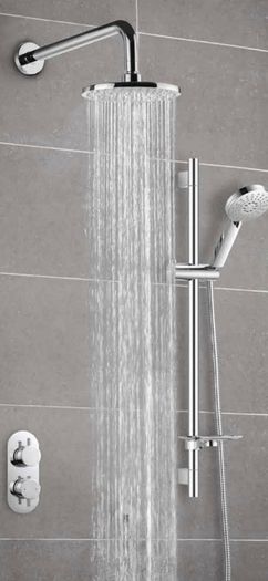Aqua Concealed dual outlet shower kit valve,slider,shower head@arm