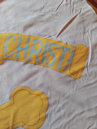 1950s hand painted religious Flag