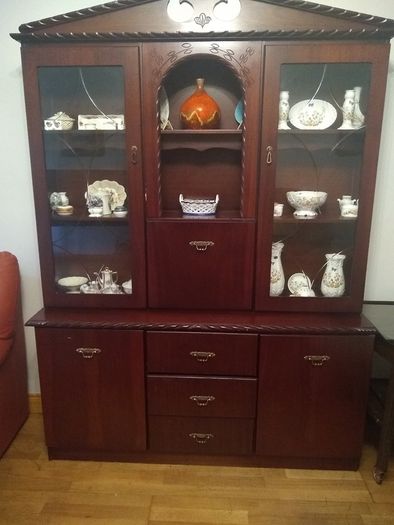 Mahogany Glass Cabinet with  Lighting.