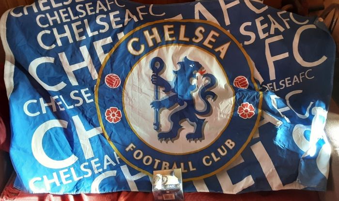 Chelsea flag and money box, nice birthday gift