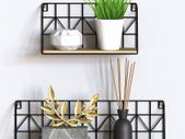 Floating Shelves | Set 2 Piece Shelves for Wall | Small Shelf | Wooden Shelves | Wire Shelf | Floating Shelves Wood | Black Metal Shelf | Rustic Floating shelves | Home Accessories Living Room