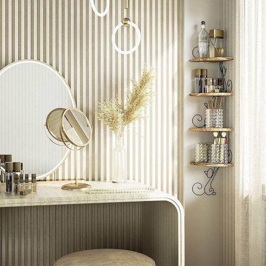 SALE | Corner Shelf Wall Mount of 4 Tier Rustic Wood Floating Shelf Cat Shape Metal Stand for Bedroom Living Room Bathroom Kitchen Office and More Carbonized