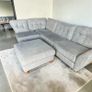 Grey corner sofa with matching footstool Image 4