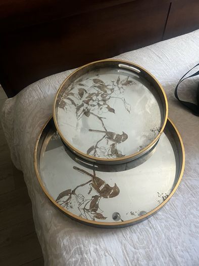 Mirrored Bird Set of Serving Trays