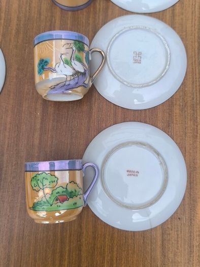 Title: Vintage Japanese Lusterware Coffee & Tea Set (18-Piece)