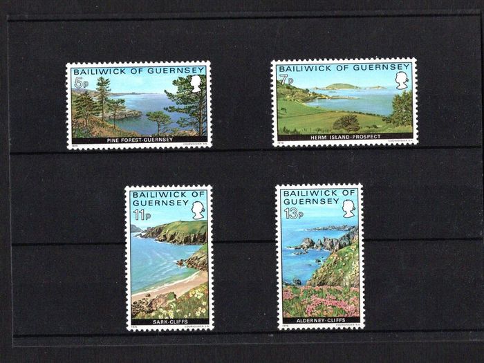 1976 Guernsey Views Commemorative Stamps Mint Never Hinged (MNH).